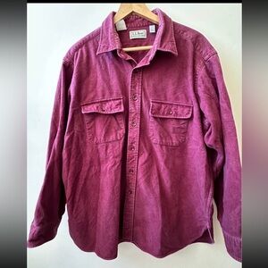 2 vintage chamois shirts , L.L. Bean and Woodsman. Large, 17 1/2. Made in USA.